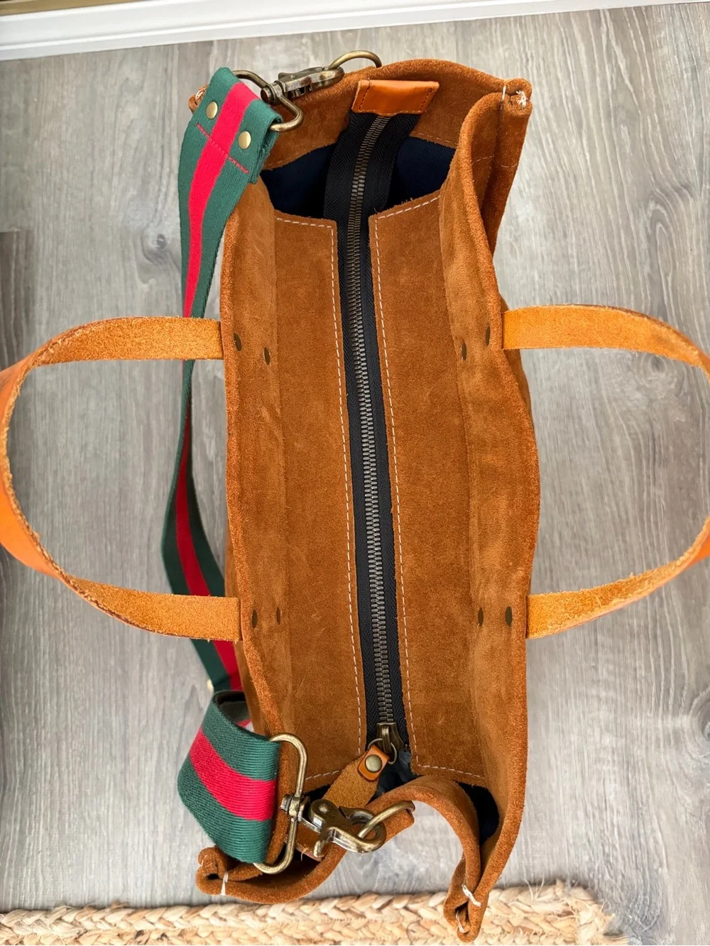 Parker Thatch Medium Suede Tote in Chestnut - Picture 3 of 7